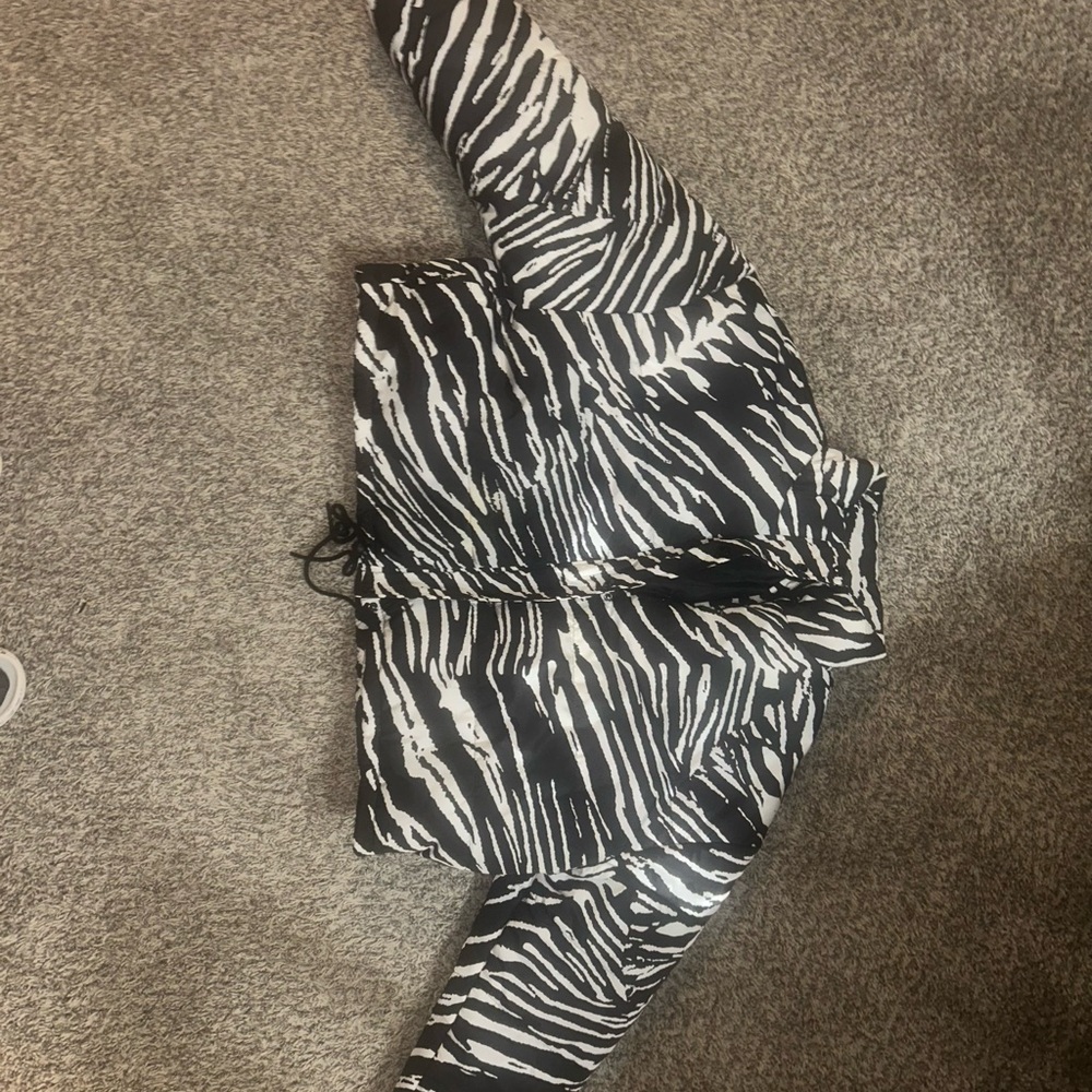 Fashion Nova Black and White Zebra Puffer Coat